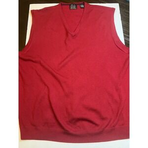 JOS A BANK Signature Collection Mens V Neck Sweater Vest‎ Red Merino Wool XL